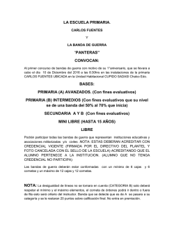 LA ESCUELA PRIMARIA. &ldquo;PANTERAS&rdquo; CONVOCAN: BASES