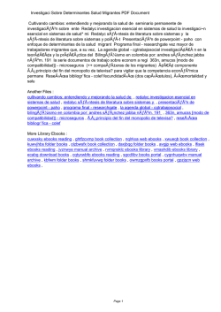 Investigaci Sobre Determinantes Salud Migrantes PDF
