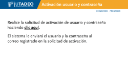 Activaci&oacute;n usuario y contrase&ntilde;a
