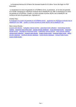 La Esclavitud Morisca En El Reino De Granada Guadix En El Ultimo