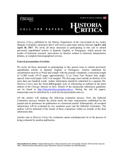Historia Cr&iacute;tica, published by the History Department of the