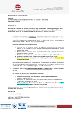 Pamplona, 15 de diciembre del 2016 Se&ntilde;ores