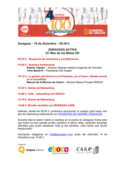Zaragoza &ndash; 16 de diciembre &ndash; 09:30 h ZARAGOZA