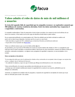 Yahoo admite el robo de datos de m&aacute;s de mil millones d e