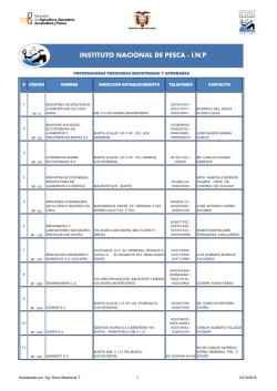 Procesadoras Pesqueras - Instituto Nacional de Pesca