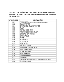 listado de cl&iacute;nicas del instituto mexicano del seguro social, que se
