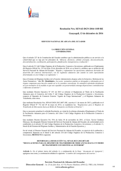 Servicio Nacional de Aduana del Ecuador www.aduana.gob.ec