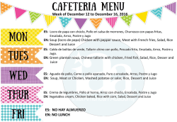 Week of December 12 to December 16, 2016 ES: NO HAY