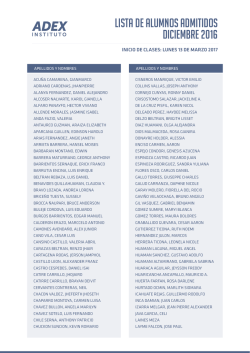 lista de alumnos admitidos diciembre 2016