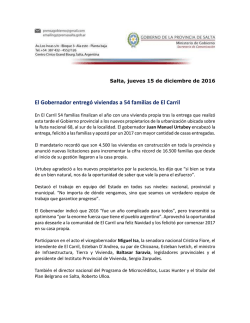 El Gobernador entreg&oacute; viviendas a 54 familias de El Carril