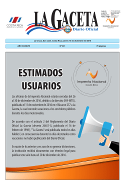 LA GACETA N&deg; 241 de la fecha 15 12 2016