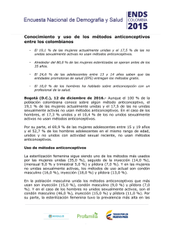 Conocimiento y uso de los m&eacute;todos anticonceptivos entre los