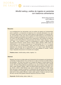 Mindful eating y estilos de ingesta en pacientes con trastornos