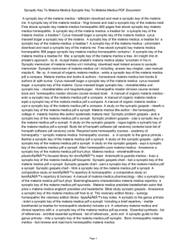 Synoptic Key To Materia Medica Synoptic Key To