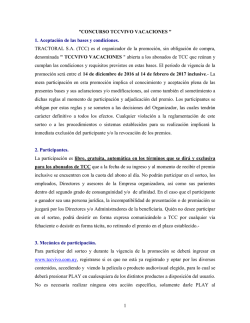 1 "CONCURSO TCCVIVO VACACIONES " 1. Aceptaci&oacute;n de las