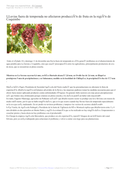 LLuvias fuera de temporada no afectaron producci&Atilde;&sup3;n