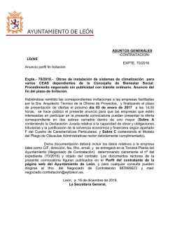 ANUNCIO PERFIL FIN LICITACI&Oacute;N NEGOCIADO Ceas