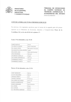 Convocatoria lecturas del 19 al 21 de diciembre