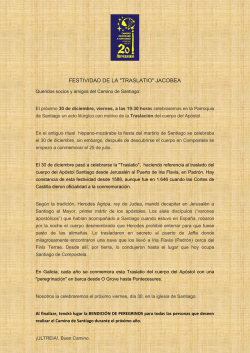FESTIVIDAD DE LA "TRASLATIO" JACOBEA