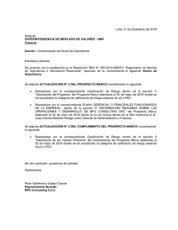 Asunto.- Comunicaci&oacute;n de Hecho