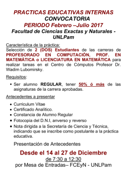 Practicas educativas internas - Facultad de Ciencias Exactas y
