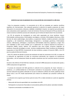 Expertos que han colaborado en la Evaluaci&oacute;n del ISCIII durante el