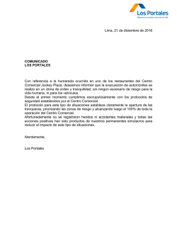 Lima, 21 de diciembre de 2016 Con referencia a la