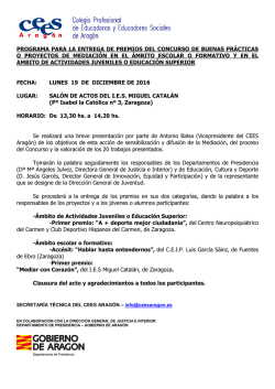 programa para la entrega de premios del concurso de buenas