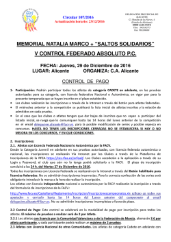 Dec 7, 2016 / A.T&eacute;cnica - Federaci&oacute;n de Atletismo de la Comunidad