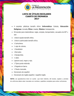 LISTA DE &Uacute;TILES ESCOLARES CUARTO DE PRIMARIA 2017