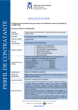 Contrataci&oacute;n del suministro de Gas Natural a los diferentes centros