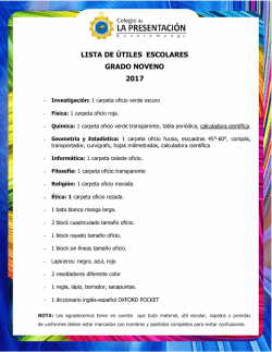 LISTA DE &Uacute;TILES ESCOLARES GRADO NOVENO 2017