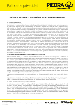 Pol&iacute;tica de privacidad - Establecimientos Piedra