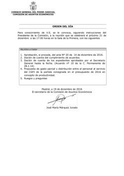 ORDEN DEL D&Iacute;A Para conocimiento de VE, se le