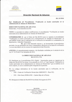 Direcci&oacute;n Nacional de Aduanas RESUELVE: