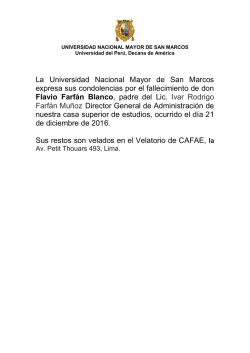 Condolencias por el fallecimiento de don Flavio Farf&aacute;n Blanco