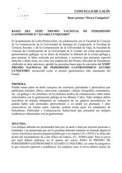 Bases del Premio de Periodismo Gastron&oacute;mico &ldquo;&Aacute;lvaro Cunqueiro&rdquo;