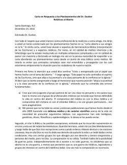 Carta en Respuesta a los Planteamientos del Dr. Dunker Relativos