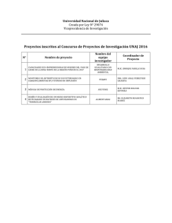 Proyectos inscritos al Concurso de Proyectos de