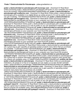 Poder Y Destructividad En Psicoterapia