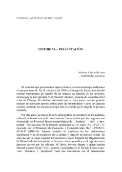 editorial &ndash; presentaci&oacute;n - CAURIENSIA. Revista anual de Ciencias