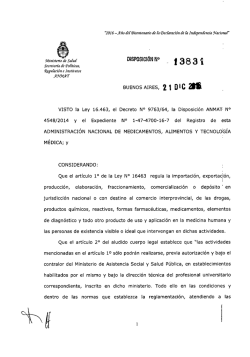 Disposici&oacute;n N&ordm; 13831/2016