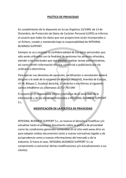 POL&Iacute;TICA DE PRIVACIDAD En cumplimiento de lo dispuesto en la