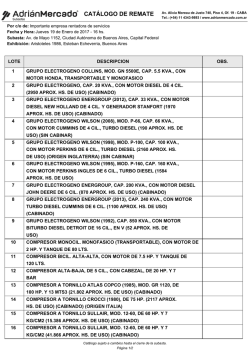 lote descripcion obs. 1 grupo electrogeno collins, mod