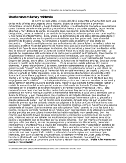 Un a&ntilde;o nuevo en lucha y resistencia
