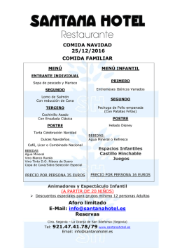 COMIDA NAVIDAD 25/12/2016 COMIDA FAMILIAR Aforo limitado E
