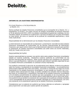 INFORME DE LOS AUDITORES INDEPENDIENTES A