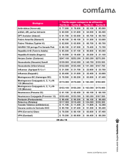 tarifas y vacunas disponibles