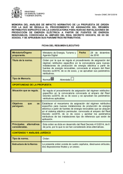 Memoria de propuesta de Orden