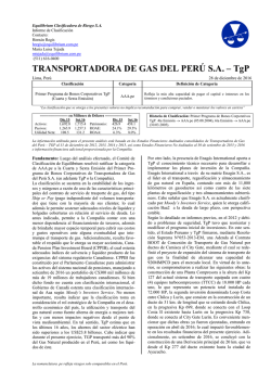 TRANSPORTADORA DE GAS DEL PER&Uacute; SA &ndash; TgP